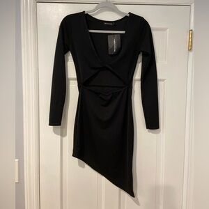 PrettyLittleThing Black Asymmetrical Hem Cutout Dress – NWT – Size 2 (US)